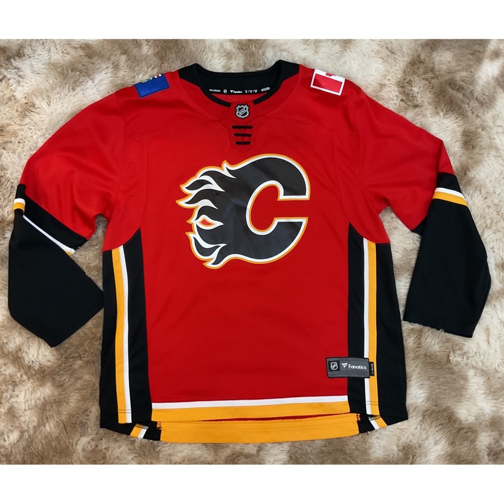 Fanatics Calgary Flames NHL Breakaway Jersey Mens XL Red Black Hockey 879M